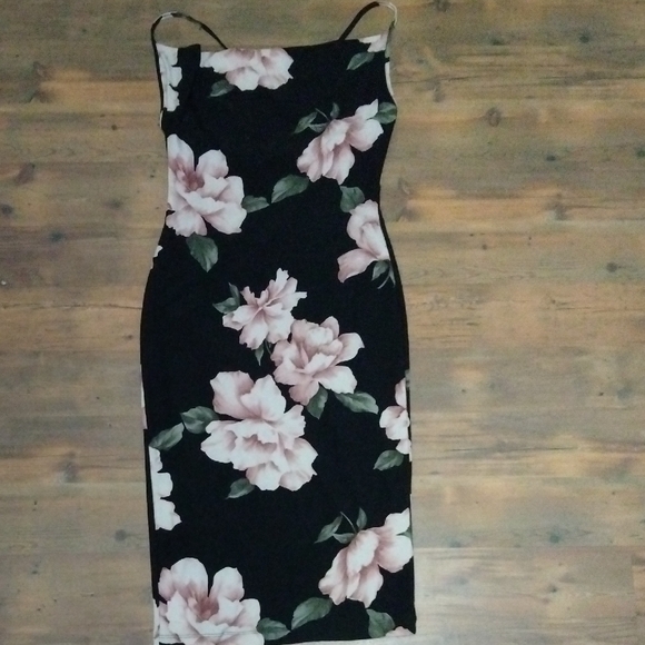 Lovely Day Dresses & Skirts - Lovely Day Black Dress with Pink Floral Pattern